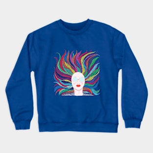 woman with colored hair Crewneck Sweatshirt